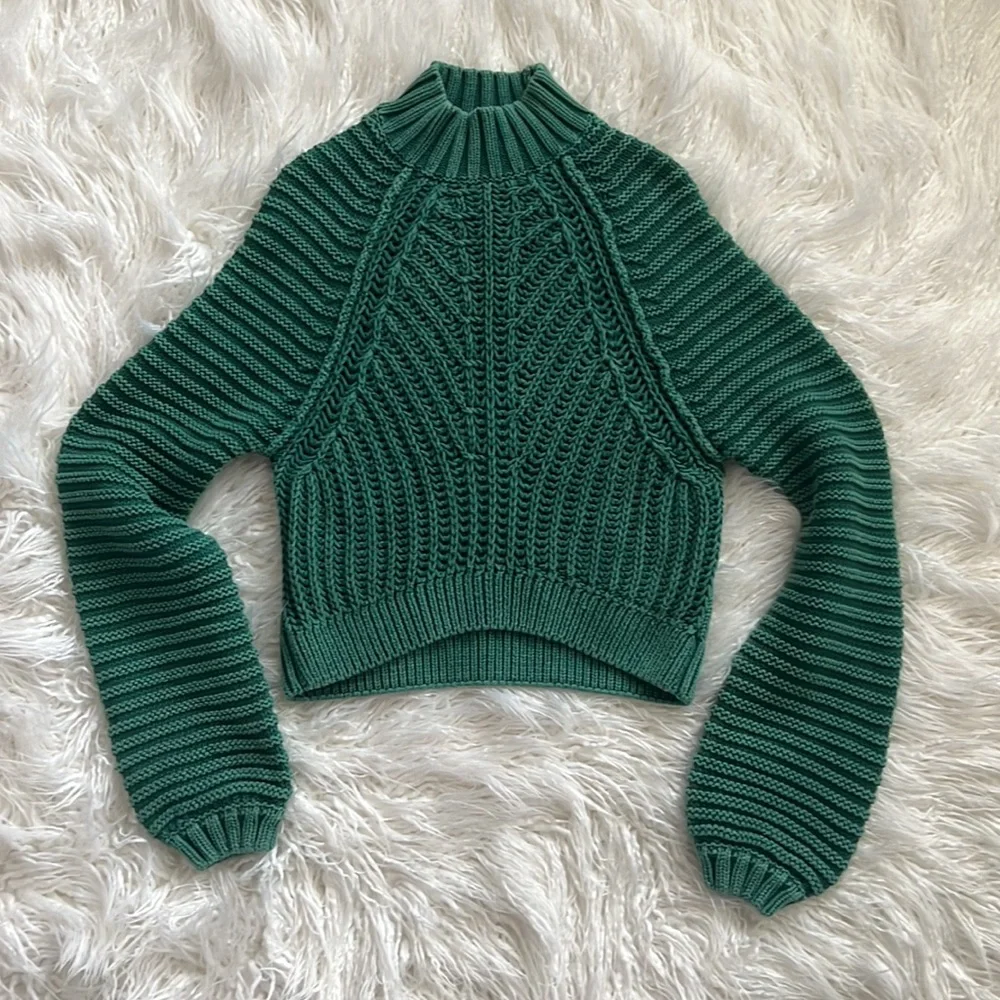 Free People Sweetheart sweater sz XS Green Botany - Picture 2 of 5